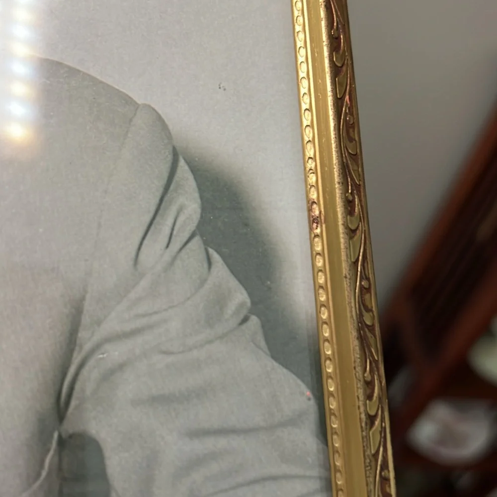 Vintage Ornate Rustic Gold Embossed Brass Tabletop Picture Frame